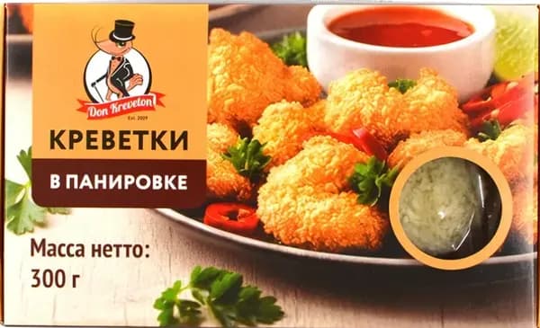 Креветки ваннамей в панировке с/м Don Kreveton 0,3кг